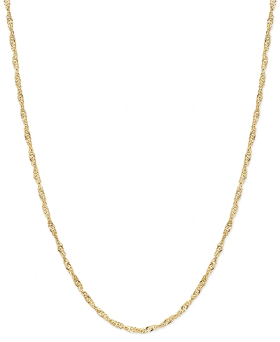 Shop Macy's 24" Singapore Chain Necklace (1-1/2mm) In 14k Gold
