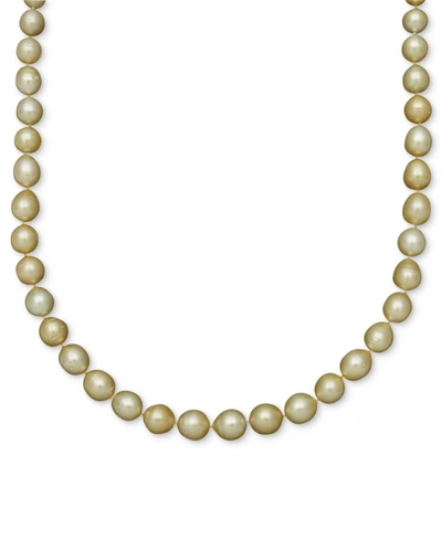 Shop Belle De Mer Pearl Necklace, 14k Gold Golden South Sea Pearl Oval Strand (10-12mm)