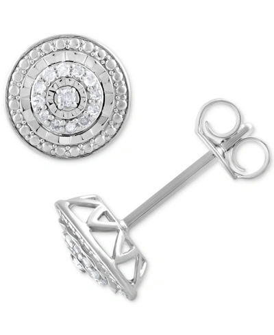 Macy's Diamond Multi-halo Stud Earrings (1/10 Ct. T.w.) In Sterling Silver In Sterling Silver