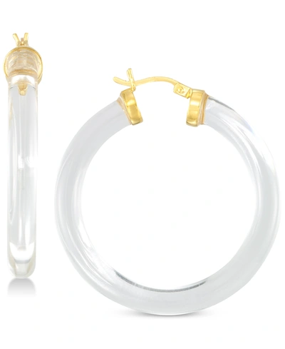 Shop Simone I. Smith Lucite Hoop Earrings In 18k Gold Over Sterling Silver In K Gold Over Silver