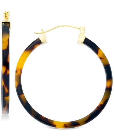 Shop Simone I. Smith Tortoiseshell-look Lucite Hoop Earrings In 18k Gold Over Sterling Silver In Gold Over Silver