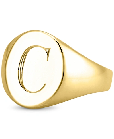 Shop Sarah Chloe Initial Signet Ring In 14k Gold-plated Sterling Silver