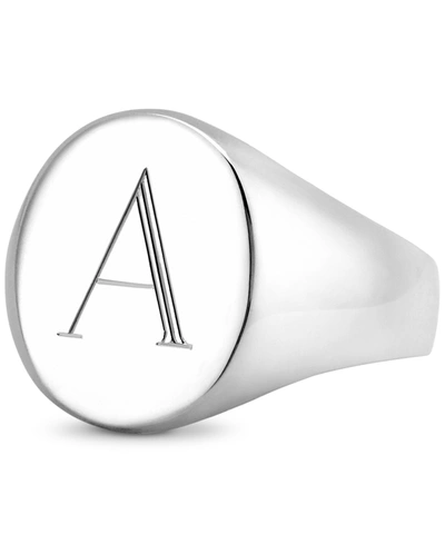 Shop Sarah Chloe Initial Signet Ring In Sterling Silver