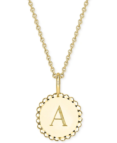 Shop Sarah Chloe Initial Medallion Pendant Necklace In 14k Gold-plated Sterling Silver, 18"