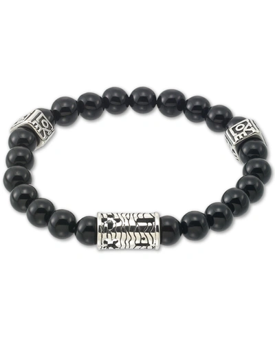 Shop Legacy For Men By Simone I. Smith Onyx (8mm) Stretch Bracelet In Stainless Steel