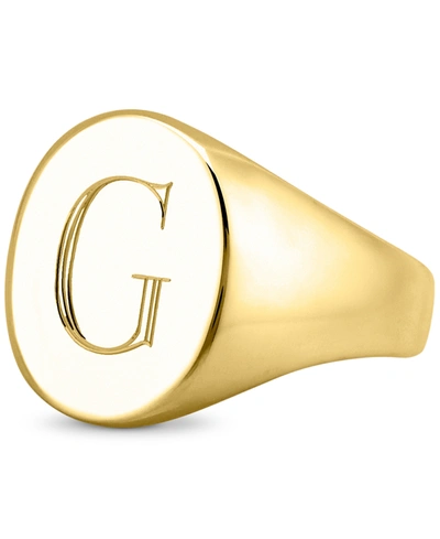 Shop Sarah Chloe Initial Signet Ring In 14k Gold-plated Sterling Silver