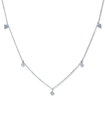 Shop Anzie Cleo Floating Geometric Crew Necklace In Silver/clear