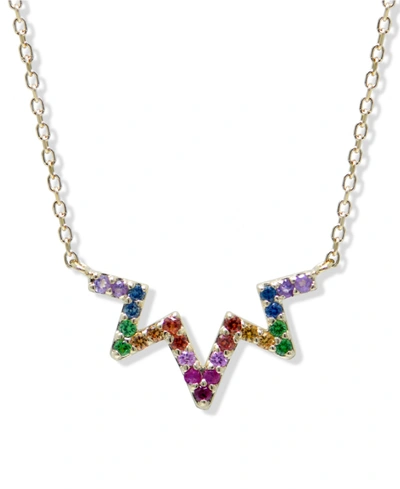 Shop Anzie Aztec Starburst Rainbow Zig Zag Necklace In Gold/multicolor