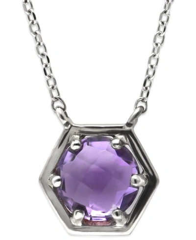 Shop Jac + Jo By Anzie Jac & Jo By Anzie Amethyst Solitaire Pendant Necklace (1-1/3 Ct. T.w.) In Sterling Silver, 16" + 1" 
