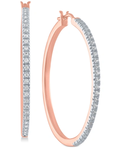 Macy's Diamond Hoop Earrings (1/4 Ct. T.w.) In Sterling Silver, 14k Gold-plated Sterling Silver Or 14k Rose In Rose Gold-plated Sterling Silver