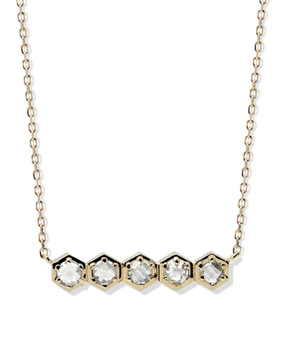 Shop Jac + Jo By Anzie White Topaz (5/8 Ct. T.w.) Bolt Mini Bar Necklace In 14k Yellow Gold In Clear
