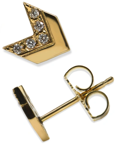 Shop Jac + Jo By Anzie Diamond Chevron Stud Earrings (1/20 Ct. T.w.) In 14k Gold In Clear