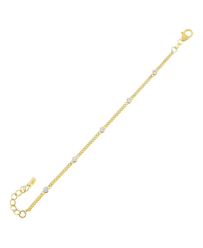 Shop Adinas Jewels 14k Gold Over Sterling Silver Cubic Zirconia Bezel Cuban Chain Bracelet