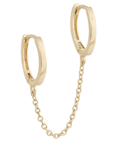 Shop Adinas Jewels Solid Double Chain Huggie Earring In 14k Gold Plated Over Sterling Silver