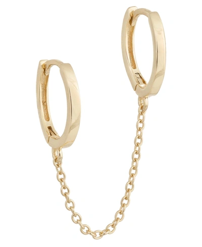 Adinas Jewels Solid Double Chain Huggie Earring In 14k Gold Plated Over Sterling Silver In Gold