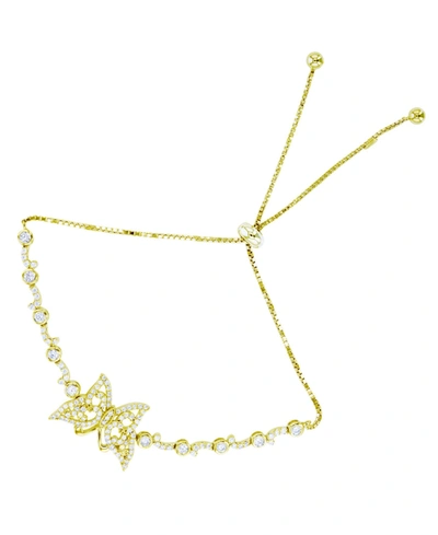 Shop Macy's Cubic Zirconia Butterfly Adjustable Bolo Bracelet In Sterling Silver (also In 14k Gold Over Silver O In Yellow