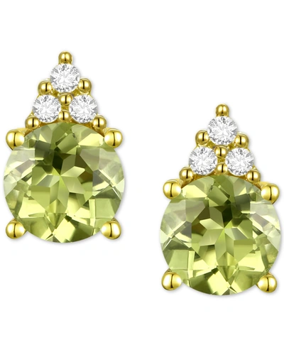 Shop Macy's Gemstone & Diamond Accent Stud Earrings In Peridot With K Gold