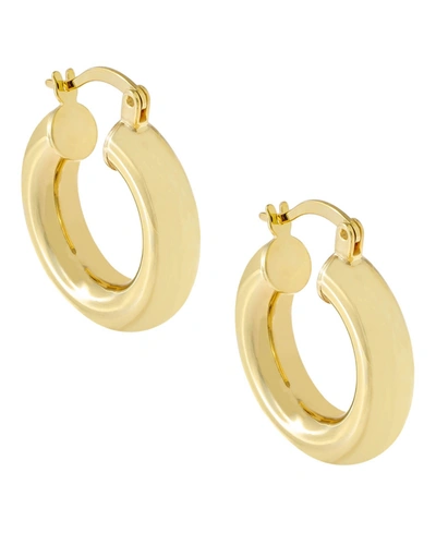 Shop Adinas Jewels Chunky Hollow Hoop Earring In 14k Gold Plated Over Sterling Silver