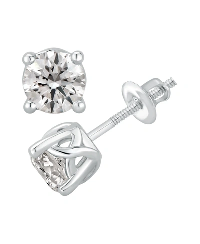 Shop Macy's Gia Certified Diamond Stud Earrings (2 Ct. T.w.) In 14k White Gold