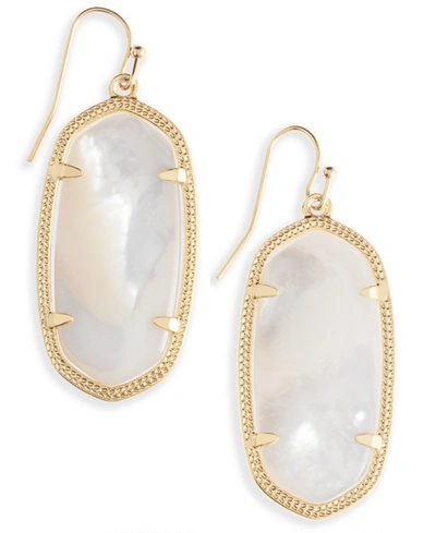 Shop Kendra Scott 14k Gold Plated Elle Drop Earrings In Ivory Mother Of Pearl