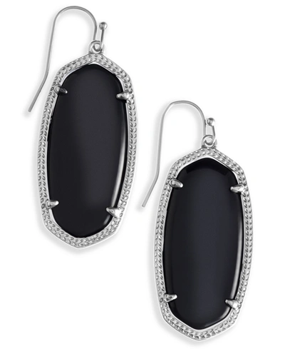 Shop Kendra Scott 14k Gold Plated Elle Drop Earrings In Silver Black
