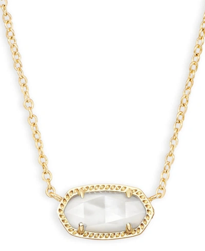 Shop Kendra Scott 14k Gold Plated Elisa Pendant Necklace In Ivory Mother Of Pearl