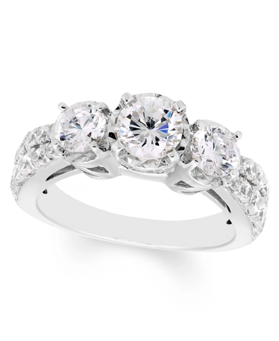 Shop Macy's Diamond 3-stone Engagement Ring (2 Ct. T.w.) In 14k White Gold