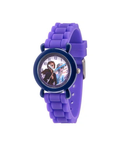 Shop Ewatchfactory Disney Frozen 2 Elsa, Anna Girls' Blue Plastic Time Teacher Watch 32mm In Purple