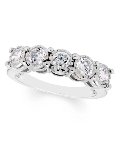 Macy's Diamond 5-stone Band (1 Ct. T.w.) In 14k White Gold In White Gold