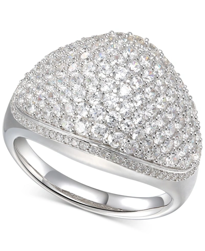 Shop Macy's Cubic Zirconia Pave Dome Ring In Sterling Silver In White