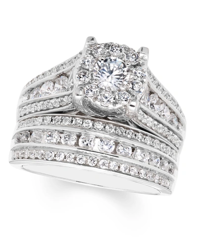 Macy's Diamond Halo Bridal Set (2 Ct. T.w.) In 14k White Gold In White Gold