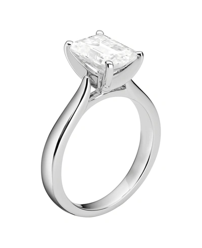 Shop Charles & Colvard Moissanite Emerald Solitaire Ring 2-1/2 Ct. T.w. Diamond Equivalent In 14k White Gold