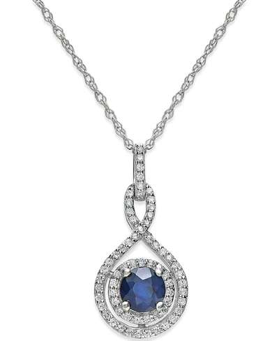 MACY'S SAPPHIRE (1/2 CT. T.W.) AND DIAMOND (1/4 CT. T.W.) 18" NECKLACE IN 14K WHITE GOLD (ALSO AVAILABLE IN 