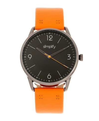 Shop Simplify Quartz The 6300 Black Dial, Genuine Orange Leather Watch 41mm