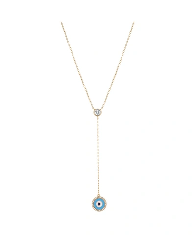 Unwritten Gold Flash Plated Crystal Evil Eye Lariat Necklace In Gold