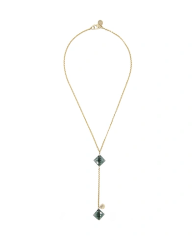 Shop Roberta Sher Designs 14k Gold Filled Beautiful Chain With 2 Diamond Shaped Semiprecious Stones Y20 Necklace In Clear Quartz