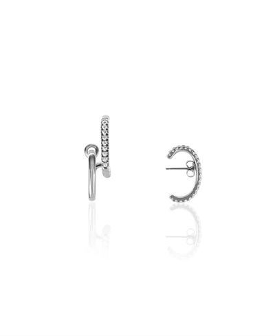 Shop Oma The Label Lydia Asymmetrical Earrings In Silver Tone