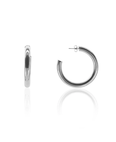 Shop Oma The Label Bente Medium Hoops In Silver Tone