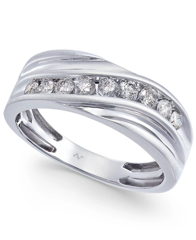 Shop Macy's Men's Diamond Swirl 9mm Band (1/2 Ct. T.w.) In 10k White Gold