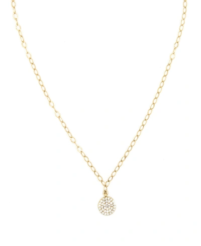 Shop Roberta Sher Designs 14k Gold Filled Pave Disk Charm On Chain In Clear Quartz