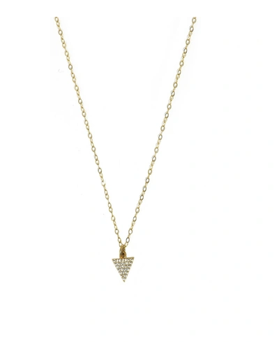 Shop Roberta Sher Designs 14k Gold Filled Pave Triangle Charm On Chain In Clear Quartz