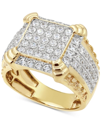 Shop Macy's Men's Diamond Cluster Ring (2-1/4 Ct. T.w.) In 10k Gold Or 10k White Gold In Yellow Gold