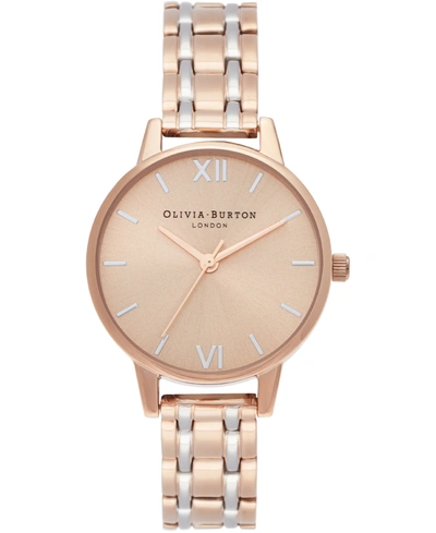 Shop Olivia Burton Women's England Two-tone Stainless Steel Bracelet Watch 30mm In Two Tone Rose Gold Silver