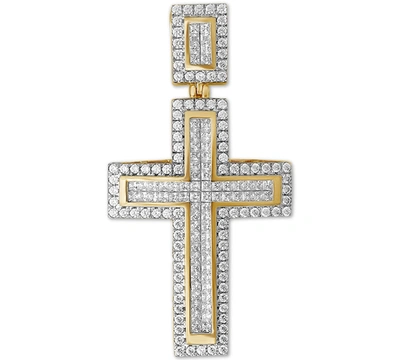 Shop Macy's Men's Diamond Cross Pendant (3 Ct T.w.) In 10k Gold In Yellow Gold