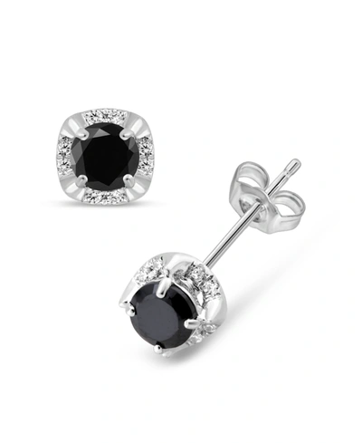 Shop Macy's White Diamond & Treated Black Diamond (3/4 Ct. T.w.) Stud Earrings In 14k White Gold