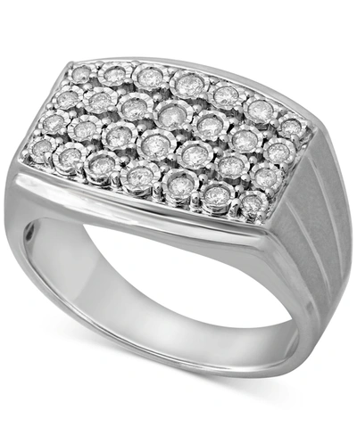 Macy's Men's Diamond Cluster Ring (1/2 Ct. T.w.) In Sterling Silver Or 14k Gold-plated Silver In Silver