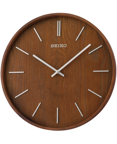 Shop Seiko Maddox Wall Clock In Brown And Silver