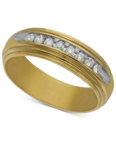 Macy's Men's Diamond Wedding Band (1/5 Ct. T.w.) In 14k Gold In Yellow Gold