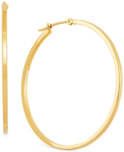 Macy's Medium Flat-edge Hoop Earrings In 10k Gold (also In 10k Rose Gold And 10k White Gold), 1-1/2" In Yellow Gold