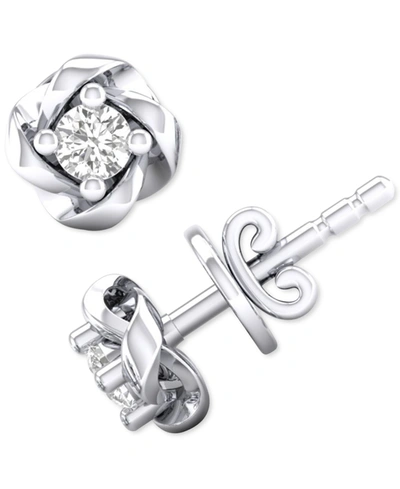 Macy's Diamond Swirl Stud Earrings (1/10 Ct. T.w.) In 10k White Gold Or 10k Yellow Gold In White Gold
